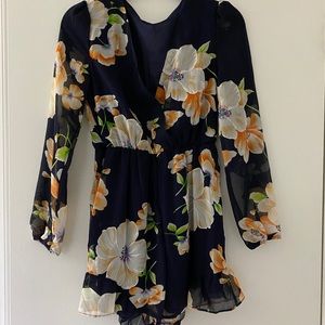 Navy floral romper